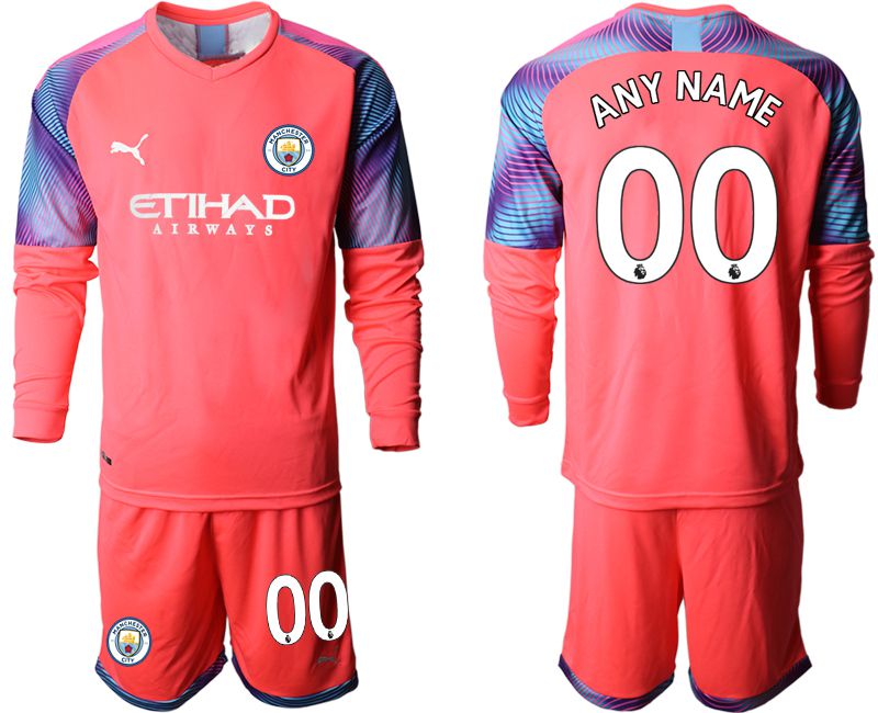 Men 2019-2020 club Manchester City pink goalkeeper long sleeve customized Soccer Jerseys